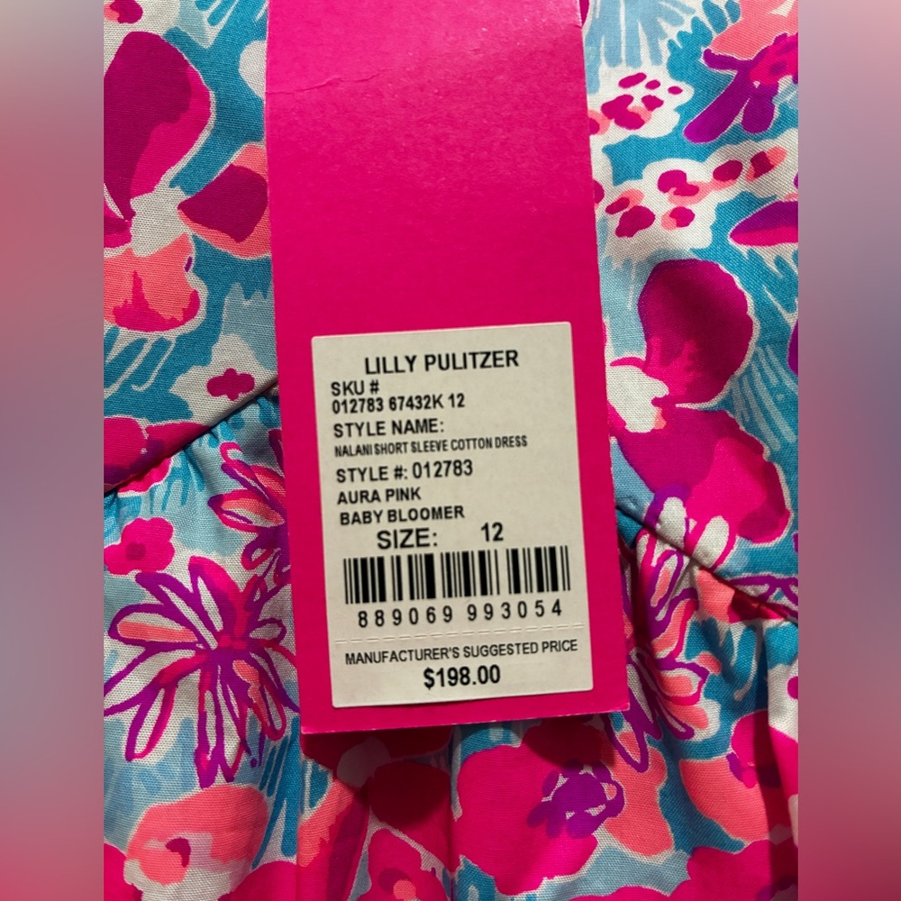 Lilly Pulitzer Aura Pink Baby Bloomer Nalani Short Sleeve Cotton Dress BNWT - Picture 4 of 8